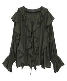 YECCA VECCA ラッフルリボンロングブラウス