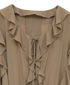 YECCA VECCA ラッフルリボンロングブラウス