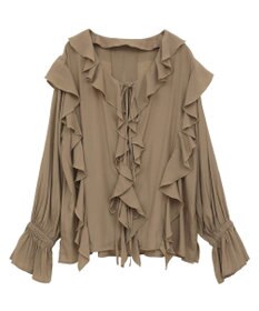 YECCA VECCA ラッフルリボンロングブラウス