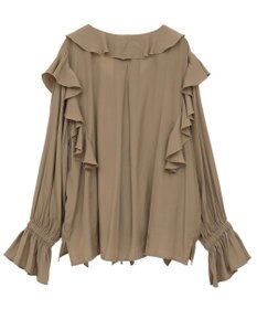 YECCA VECCA ラッフルリボンロングブラウス