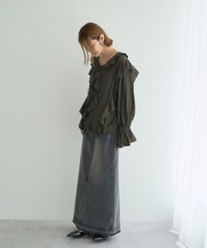 YECCA VECCA ラッフルリボンロングブラウス