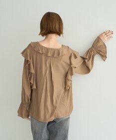 YECCA VECCA ラッフルリボンロングブラウス