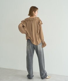 YECCA VECCA ラッフルリボンロングブラウス