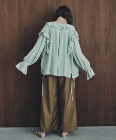 YECCA VECCA ラッフルリボンロングブラウス