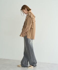 YECCA VECCA ラッフルリボンロングブラウス