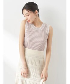 earth music&ecology ノースリーブラインニットプルオーバー