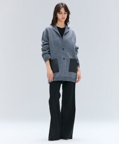 BEIGE， CHICORA / レザーポケット付きウールニットジャケット