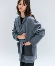 BEIGE， CHICORA / レザーポケット付きウールニットジャケット