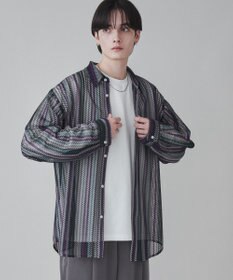WEGO 【ユニセックス着用ITEM】ストライプメッシュBIGシャツ