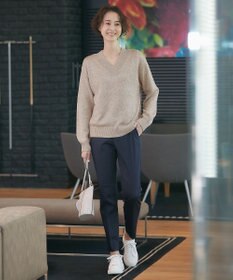 自由区 L 【洗える】スパングルニット Vネックニット