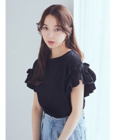 earth music&ecology フリルスリーブカットソー