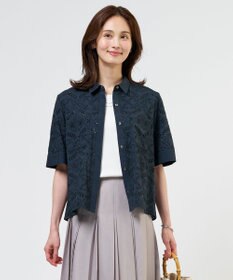 J.PRESS LADIES L 【一枚で着映え】エンブロイダリー ボクシーシャツ