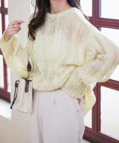 WEGO ケーブルメッシュメランジニット