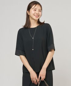 J.PRESS LADIES 【セットアップ対応】Light ジョーゼット プルオーバー ブラウス ブラック系