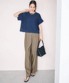 自由区 L 【SHIHOさん着用・セットアップ対応】リネンストレッチワイド パンツ