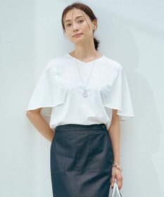 J.PRESS LADIES 【洗える・接触冷感】プレーティングジャージー ケープ風 カットソー