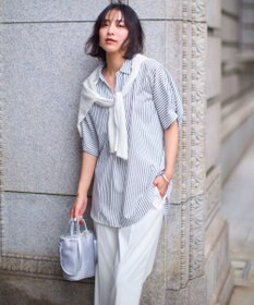 ANY 【新色追加】スキッパーネック袖タックブラウス