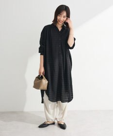 Green Parks シアーチェックシャツワンピース