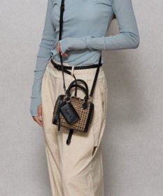 style code 【Ungrid/アングリッド】ケースチャーム付　チェックコンビ ミニボストンバッグ