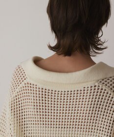 GRACE CONTINENTAL メッシュVネックニットトップ
