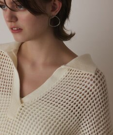 GRACE CONTINENTAL メッシュVネックニットトップ