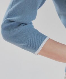 Tiaclasse 【洗える】配色衿ビジュー付きニットトップス