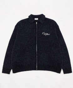 WEGO 【ユニセックス着用ITEM】ベロアモールワンポイントZIPカーディガン