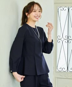 ANY L 【洗濯機可/ストレッチ/セットアップ可】イージーケアペプラムブラウス