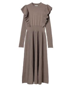 earth music&ecology ショルダーフリルニットワンピース