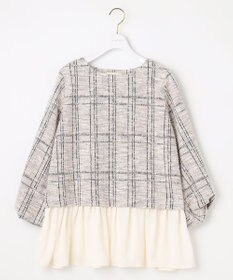 ANY SIS 【洗える】ネップツイードペプラム カットソー