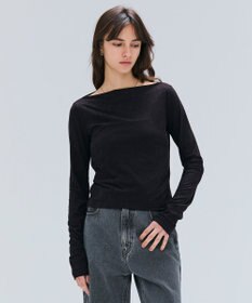 BEIGE， 【洗える・BAILA掲載】BUTLER / ストレッチベロアボートネックカットソー