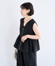 Green Parks 麻調ペプラムｚｉｐベスト