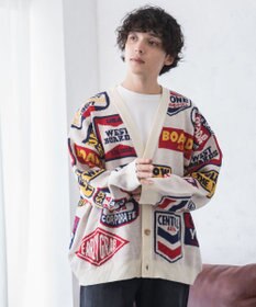 WEGO ルーズフィット総柄カーディガン