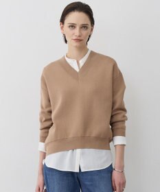 ICB 【先行予約】 コットンポリエステルスムース Vネックニット