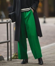 ICB ウォッシャブルライトウール ストレートパンツ グリーン
