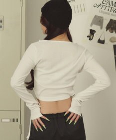 WEGO リボンヘムオープンショルロンT