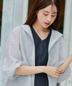 Tiaclasse L 【洗える】シアーパーカーカーディガン