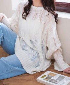 WEGO ケーブルメッシュメランジニット