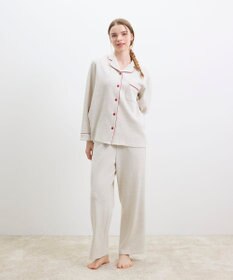 une nana cool 【綿混】ソフトコットンリブ 長袖開襟パジャマ MADE WITH LIBERTY FABRIC