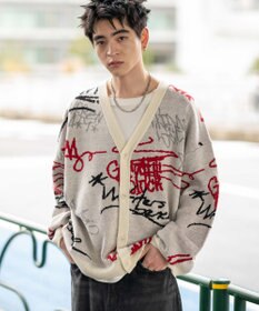 WEGO リラックスフィットパターンカーディガン