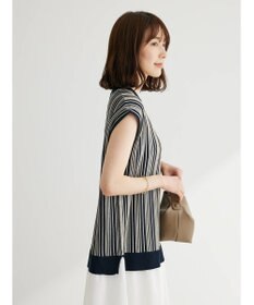 Green Parks ストライプ柄ニットドッキングワンピース