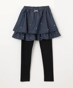 ANY KIDS パール×デニムニットスカッツ