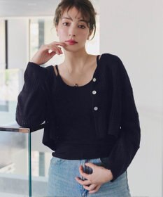 Tiaclasse 【洗える】クロシェニットカーディガン カーディガン