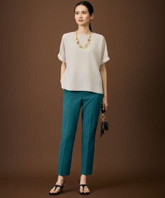 自由区 L 【人気素材・新色追加】ラスティックメッシュドルマンスリーブ Tブラウス