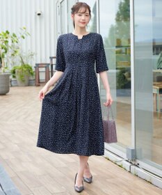 Tiaclasse L 五分袖柄ワンピース