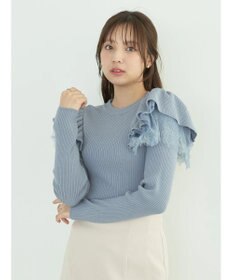 earth music&ecology ショルダーチュールレースプルオーバー