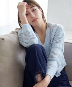 Tiaclasse 【洗える】クロシェニットカーディガン カーディガン