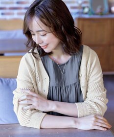 Tiaclasse 【洗える】クロシェニットカーディガン カーディガン