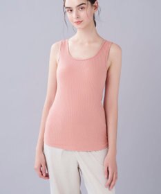 une nana cool 綿100% リブ編みコットン タンクトップ