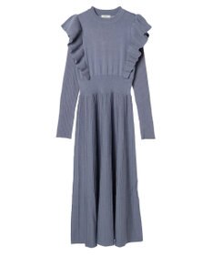 earth music&ecology ショルダーフリルニットワンピース